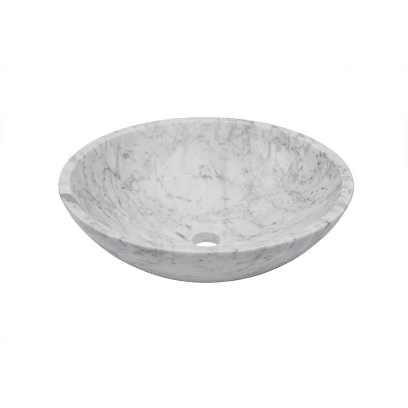 Novatto 17'' Stone Circular Bathroom Sink, White Tones
