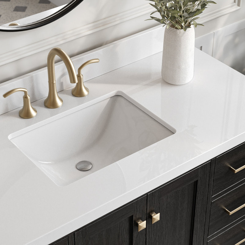Ensemble de meuble-lavabo simple 48 po Grevera, Chêne noir, Rectangular