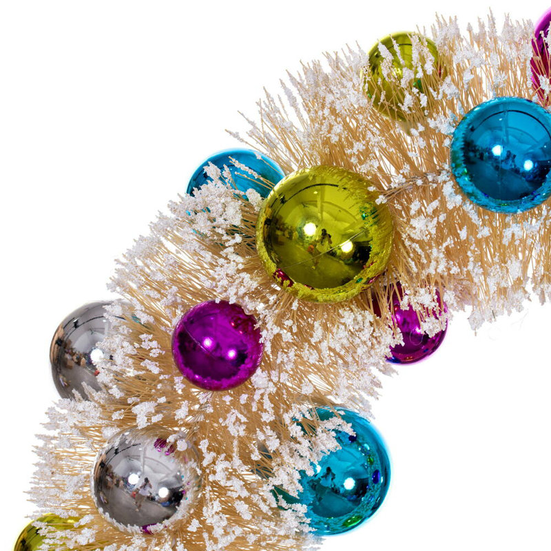  Boules de couronne givrées 18 po., Beige, H 5 po x l 18 po x P 18 po, Bleu/rouge