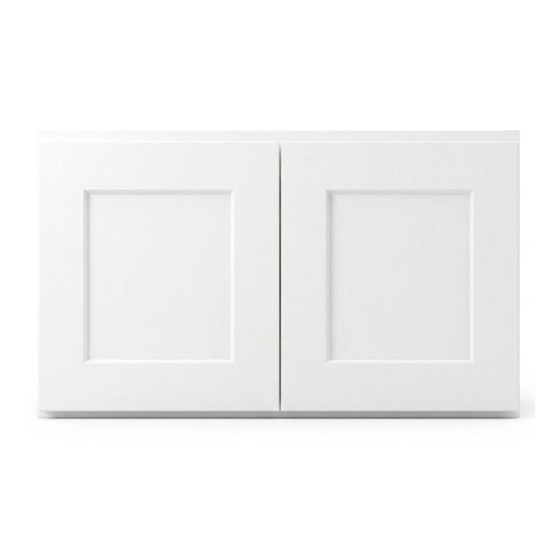 Armoire murale moderne de style Shaker en bois massif et contreplaqué, 2 portes, profondeur 61 cm (24 po), blanche - Hauteur 46 cm (18 po)