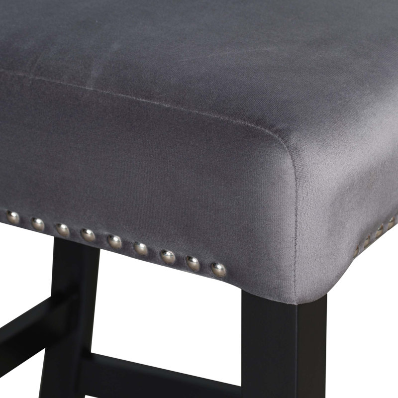 Ensemble de table de salle à manger 5 pièces à hauteur de comptoir avec une table de salle à manger en faux marbre et quatre chaises rembourrées en velours