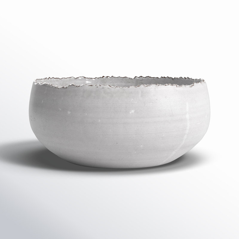 Larsen White and Gray Handcrafted Ceramic Decorative Bowl