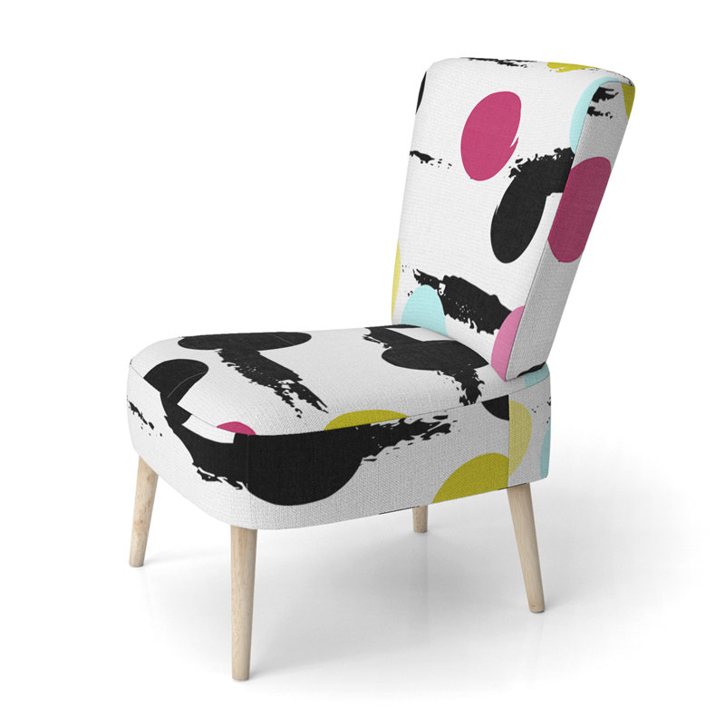 Multicolor Circle Dots - Upholstered Patterned Accent Side Chair
