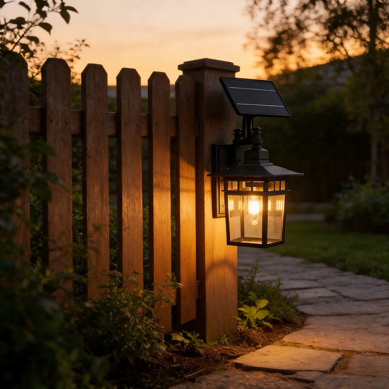 Solar Wall Lantern Outdoor, Clear Glass And Aluminum Gld