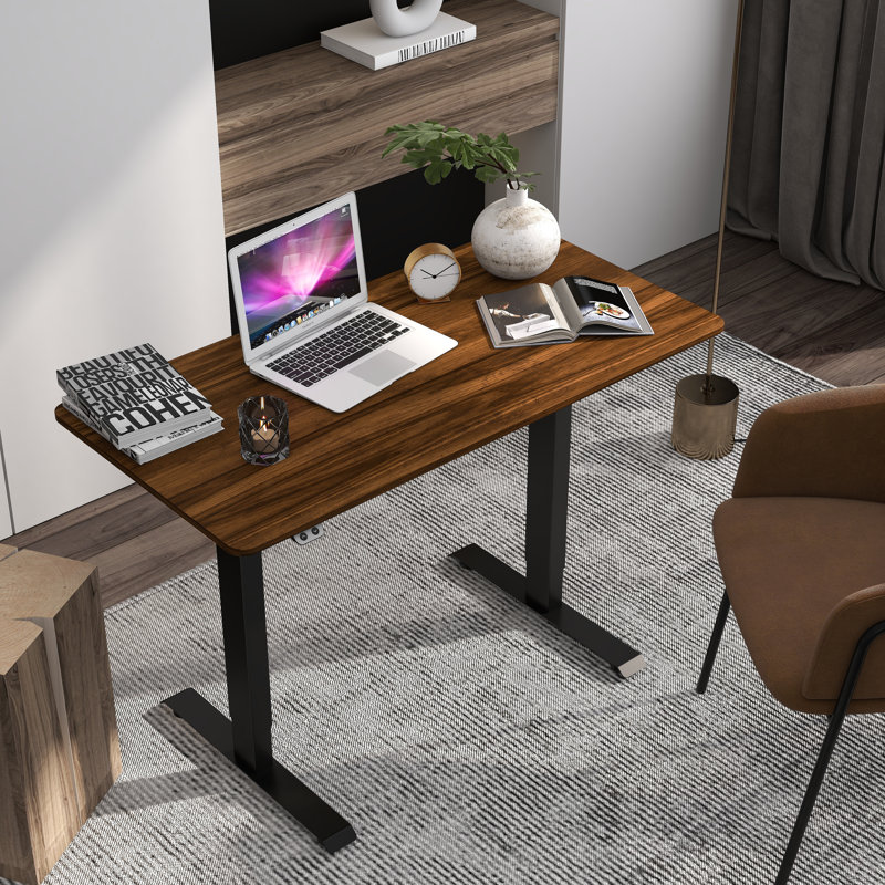 Bureau debout à hauteur ajustable Myrick, Brun foncé / noir