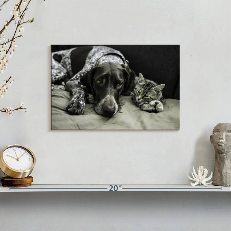Dog And Cat Friends, 8" H x 12" W