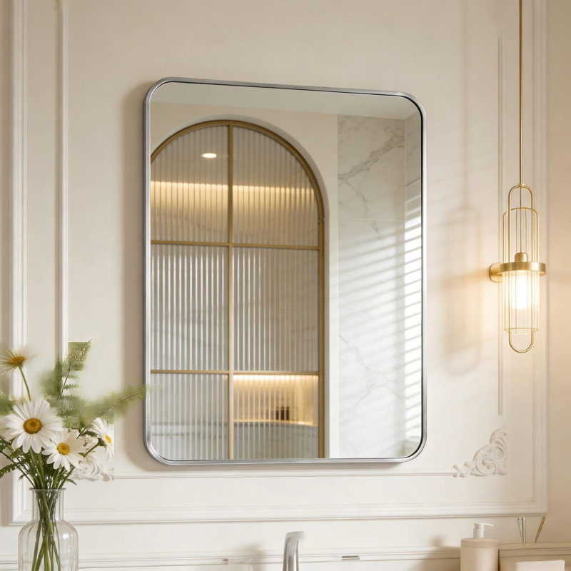 Miroir mural Mercedita, Argent, 32 po x 24 po