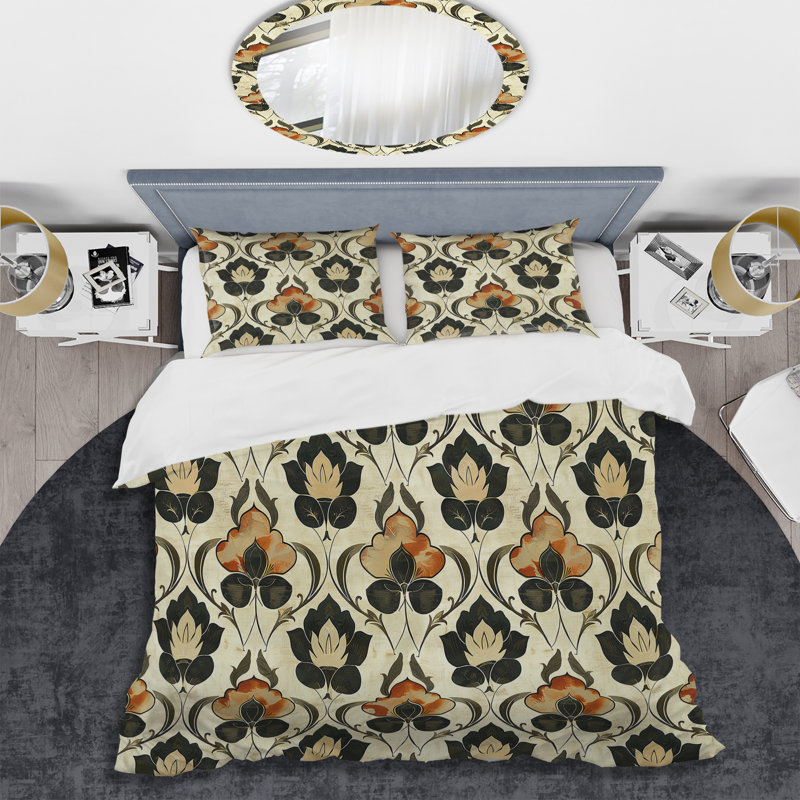 Ensemble de housse de couette transitionnelle brun et beige, Housse de couette simple et deux taies décorative