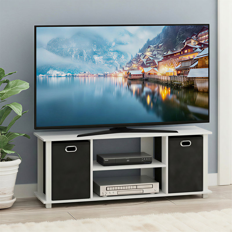 Meuble télé pour téléviseur de 48 po ou moins Lancaer, Blanc / blanc / noir