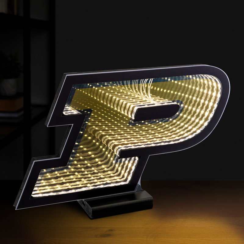 Logo lumineux DEL Infinity de l'équipe NCAA Purdue Boilermakers (Sporticulture) - Effet lumineux 3D, présentoir en acrylique avec prise UL et support