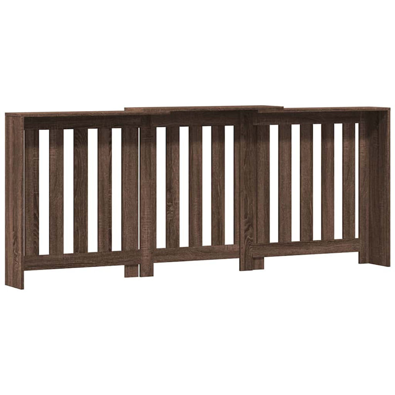Extra Large Radiator Cover, Brown Oak, 205 x 21.5 x 83.5 cm, Vertical Slats