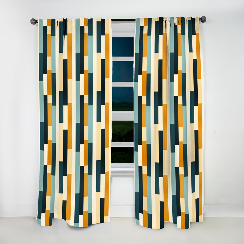 Sleek Midcentury Stripes - Rideau en velours Mid-Century - obscurcissant - 1 panneau, L 52 po x L 63 po