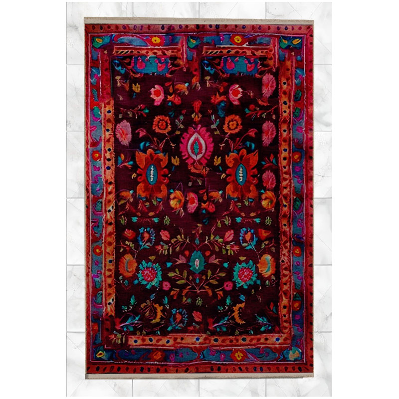 Tapis vintage lavable à la machine Vintage, Sous-tapis carré 3 pi 3 po inclus