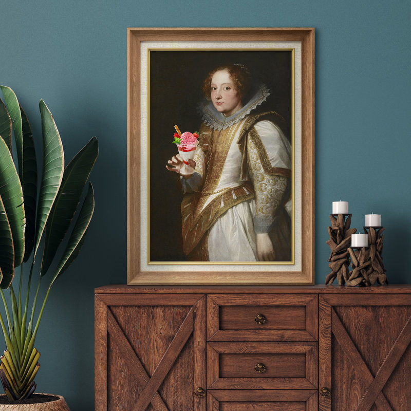 "English British Queen Sundae" sur toile, H 36 po x l 26 po, Cadre naturel de qualité supérieure
