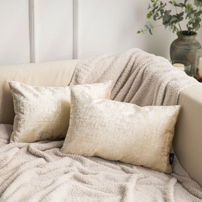 Beige Textured Velvet Throw Pillow Cover, Decorative Cushions for Sofa Bed