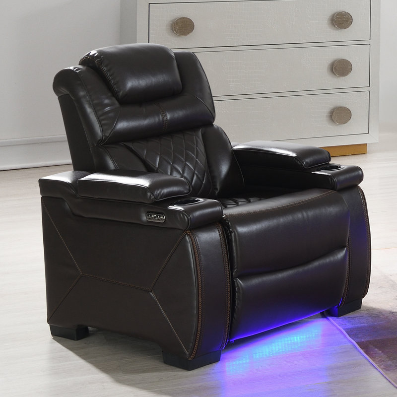 Ensemble de salon en cuir 3 pièces Akheelesh, Brun
