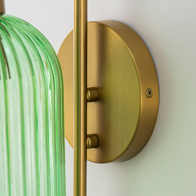 Lanterne murale en verre vert 1 lumière H 13 po
