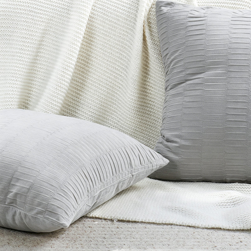 Housse de coussin en velours à plis Euro, Argent argent
