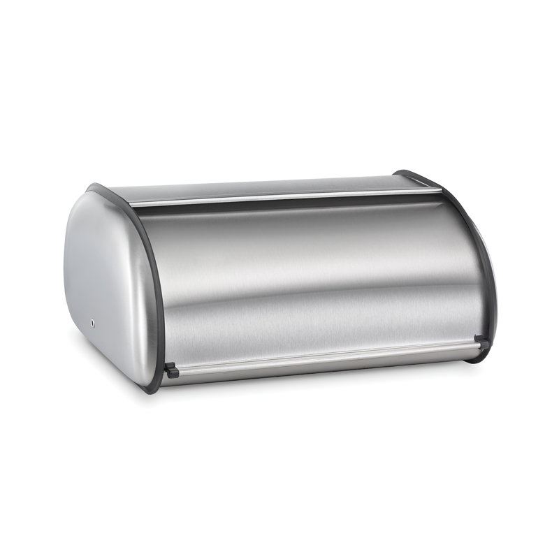 Black Steel Roll-Top Bread Box with Venting Holes