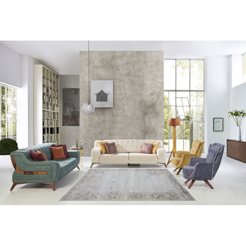 Tapis oriental champagne / crème Fitz, Rectangle 6 pi 6 po x 9 pi 6 po