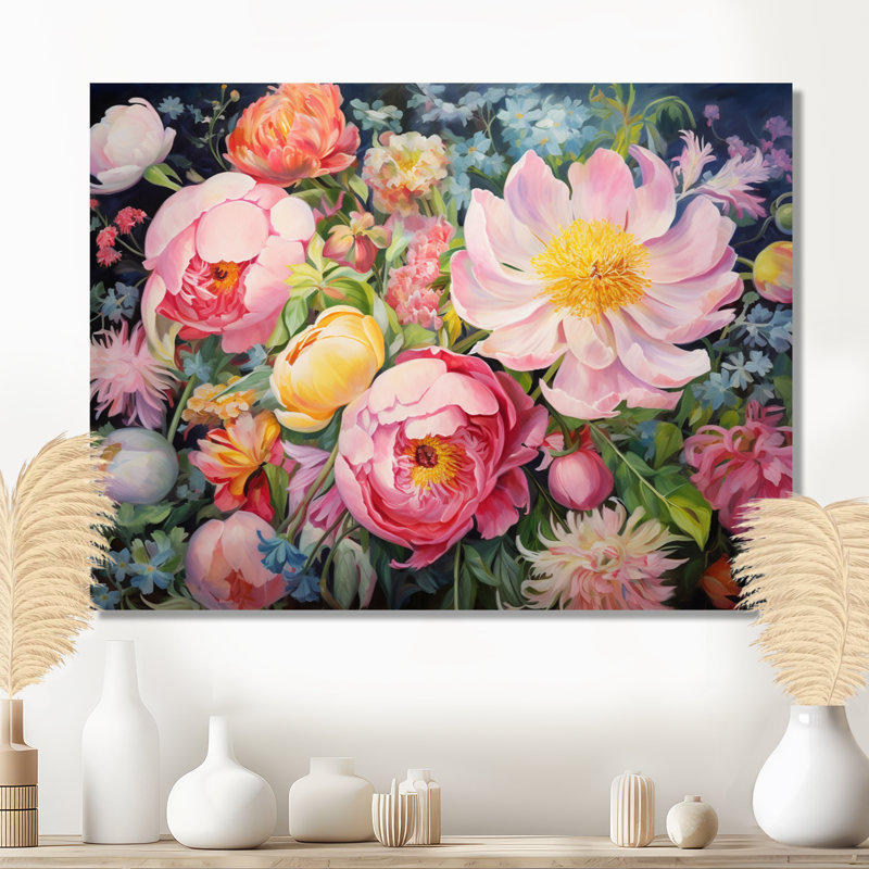 «Blossoming Spring Flowers - Wildflowers», art mural, H 24 po x l 32 po x P 1 po, Toile tendue
