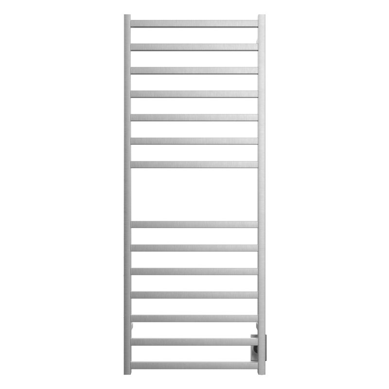 Chauffe-serviettes électrique mural 24 po x 60 po Kontour - nickel brossé, câblé, rails carrés, H 60 po x l 24 po x P 4 po