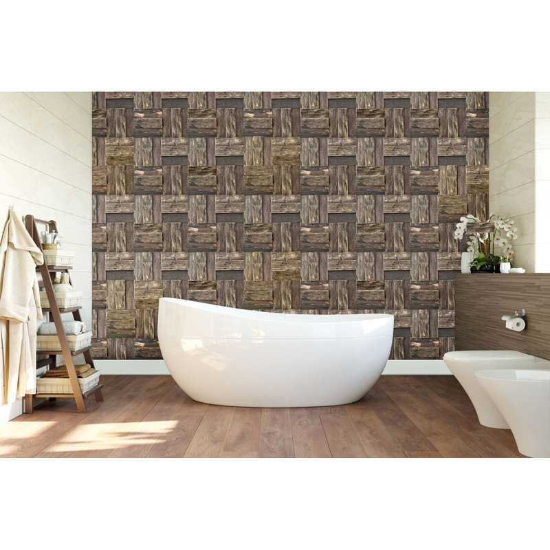 Carreau de mosaïque en bois Boca Boat 11 11/8 "x H 11 7/8" x P 3/4 ", finition naturelle (paquet de 11)