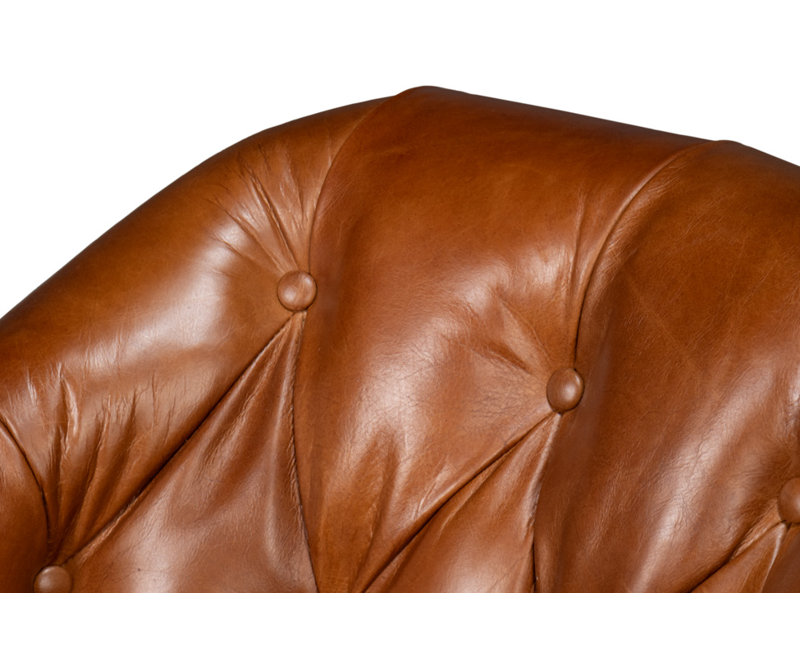 Coolidge Swivel Club Chair, Havana Brown Genuine Leather
