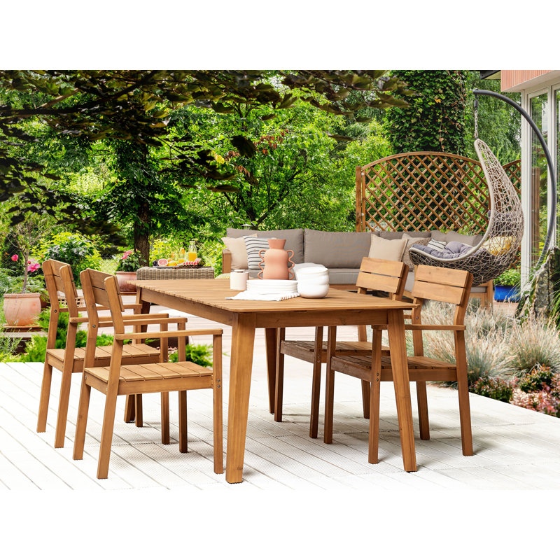 Bordovice 4 - Person Acacia Wood Patio Dining Set with Rectangular Table