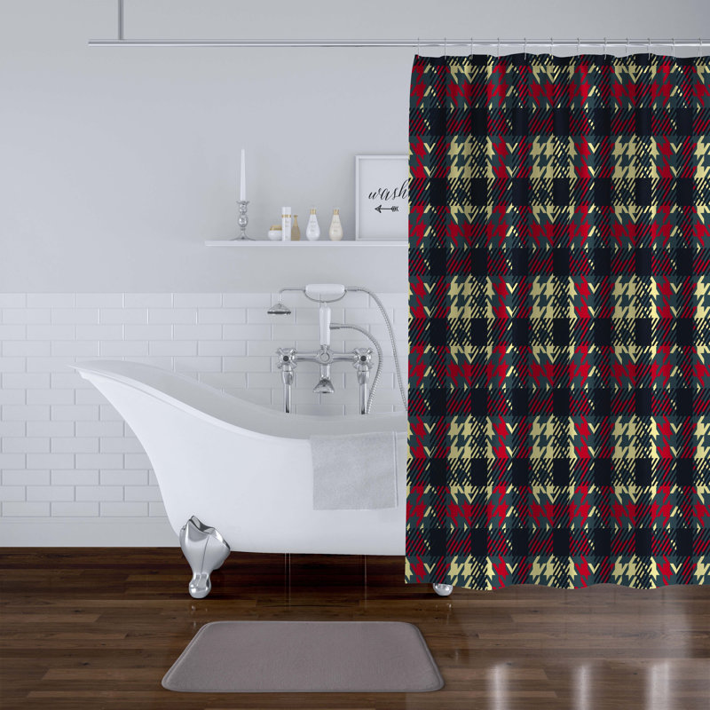 Rideau de douche simple à carreaux Hallenbeck, H 90 po x l 70 po