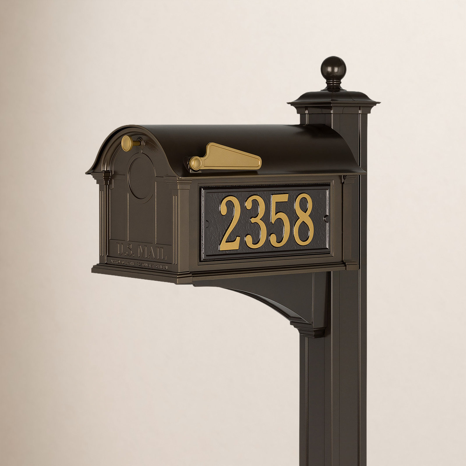 Personalized Post-Mounted Mailbox, Bronze, Yes