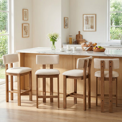 Upholstered Stool With Solid Wood Frame