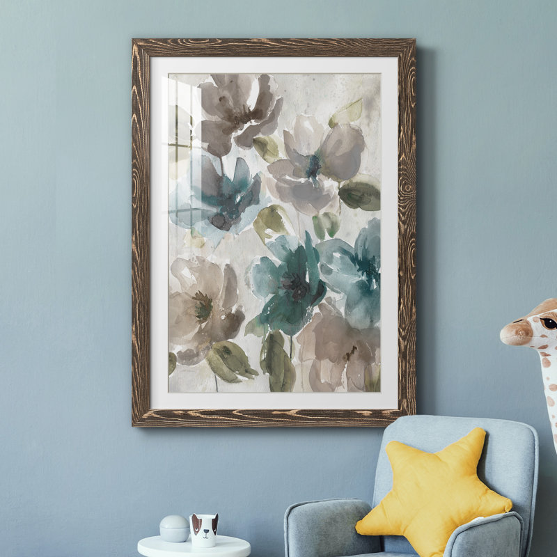 Topaz Garden I - peinture encadrée, H 44 po x l 31 po x P 1 po, Noyer