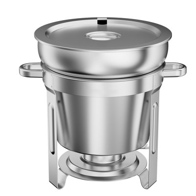 1 chafing dish à soupe, 11 QT, en acier inoxydable, pour buffet, de forme ronde, avec pot, louche et support à combustible, idéal pour les banquets, les fêtes et les mariages.