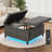 Ottoman with Outlets and LED Lights,35" Large Square Storage Ottoman,Coffee Table Ottoman with Lift Top & Wooden Legs Morden Grey Footstool for Living Room, Bedroom