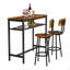 Table de bar, équipée de 2 tabourets de bar, avec dossier et cloison (brun rustique)