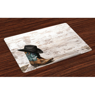 Wabbaseka Vintage Rodeo Cowboy Grunge Hat Placemat