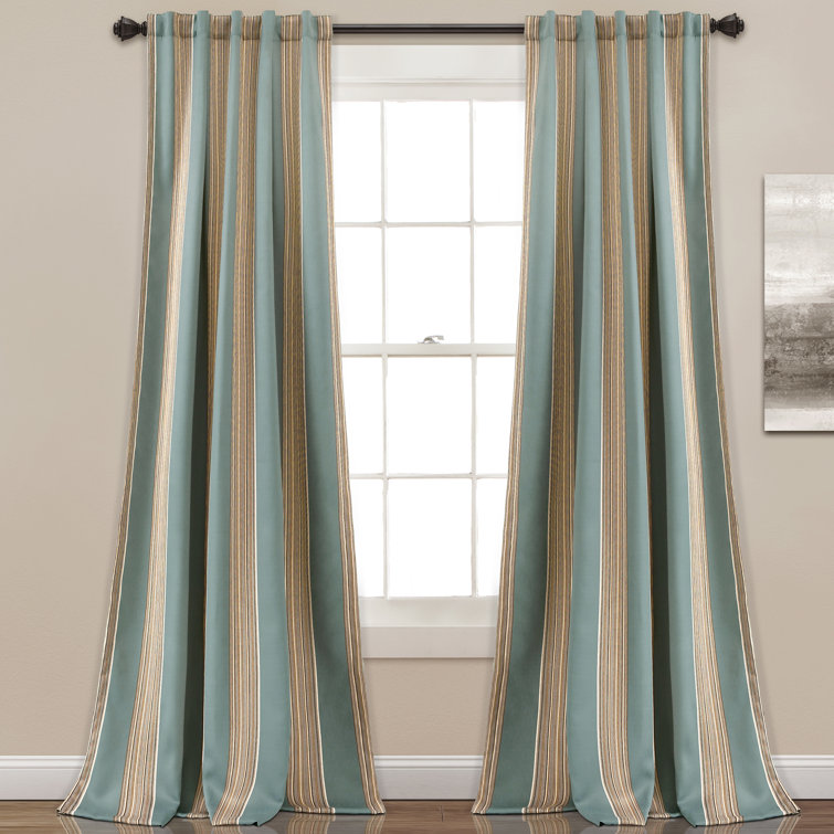 Cheesman Striped Room Darkening Thermal Rod Pocket Curtain Panels