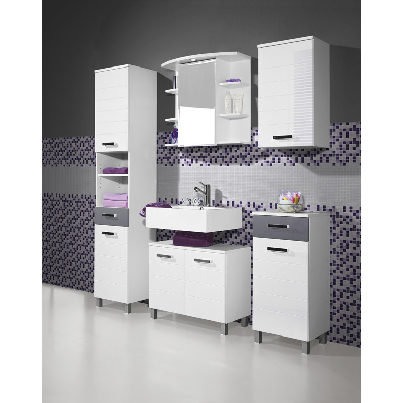 Elegance Linen Cabinet, White/Basalt grey