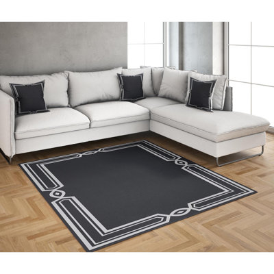 Tapis noir en polyester tissé à la machine Toussaint