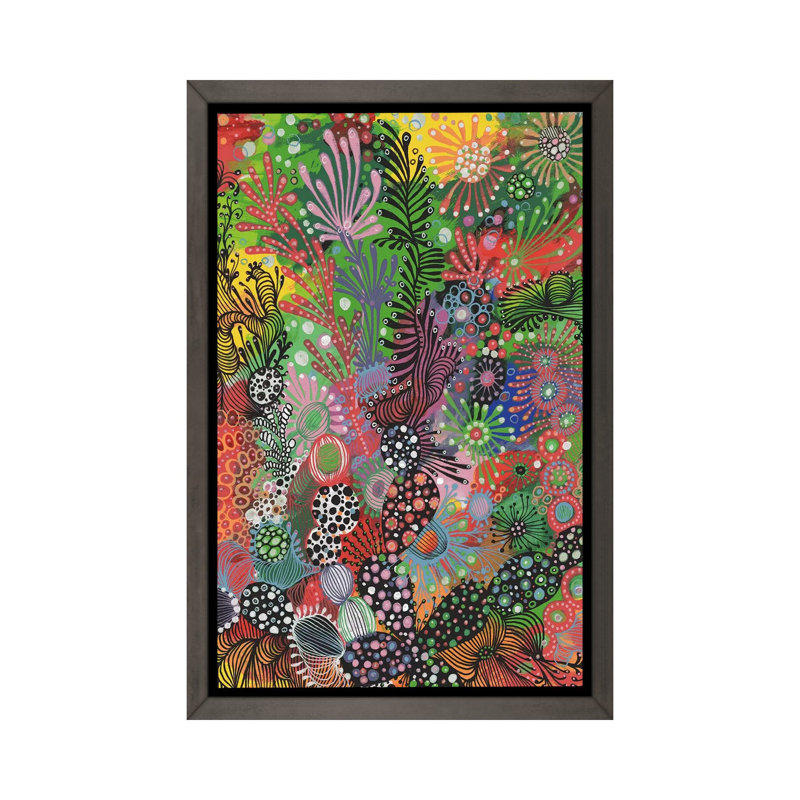 Forêt de Noemi Ibarz - impression d'art graphique, H 60 po x l 40po x P 1,5 po, Toile avec cadre gris foncé rustique