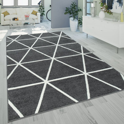 Tapis gris foncé à motif géométrique Dubois