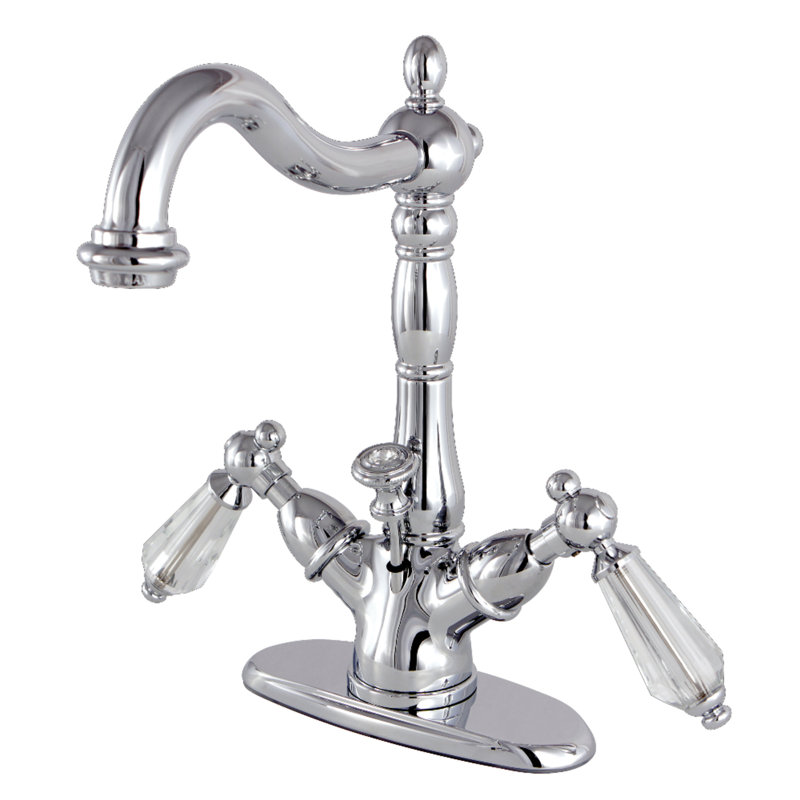 Kingston Brass Wilshire Two-Handle 1-or-3 Hole Deck Mount Bathroom Faucet with Brass Pop-Up, Chrome