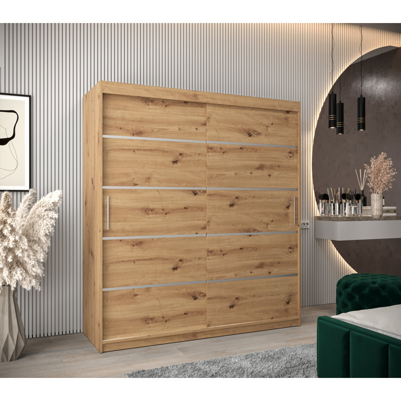 Livnat 2 Door Manufactured Wood Wardrobe, Oak Artisan