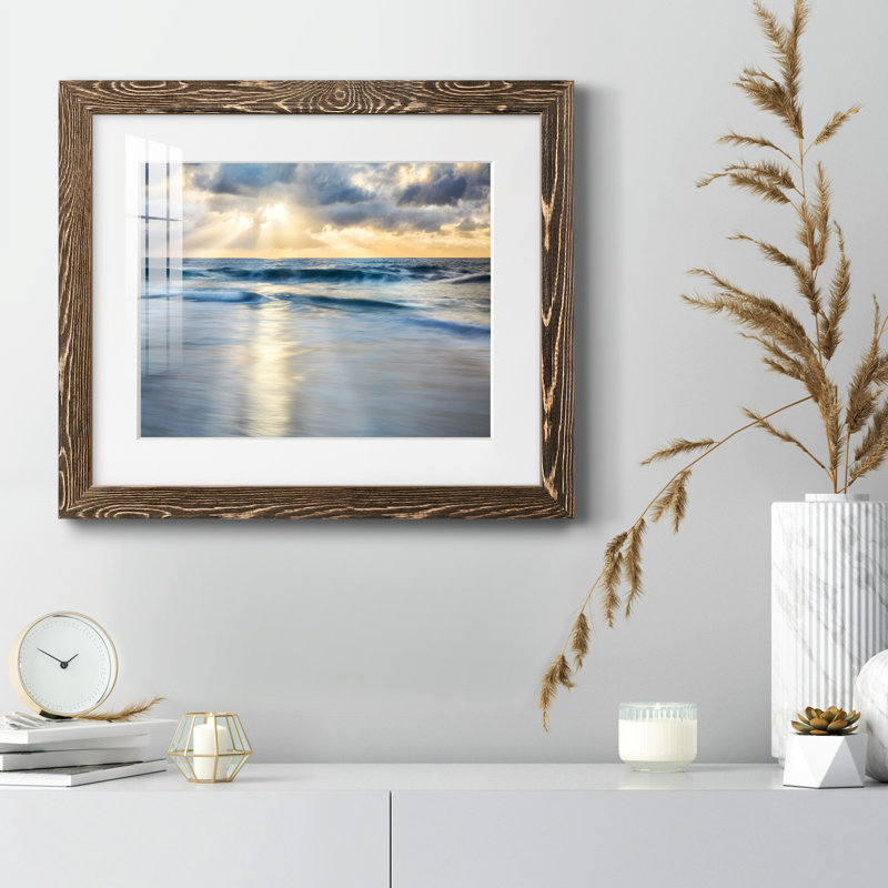 " Cloudscape Shore ", 24" H x 18" W x 1.5" D, Walnut Framed