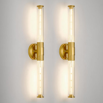 Ensemble de 2 appliques murales, luminaire de meuble-lavabo moderne pour dessus de miroir, applique murale verticale ou horizontale réglable, 2 lumières