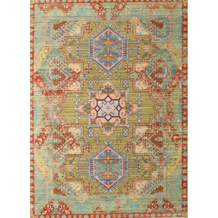 Archie-Lee Kivett Aqua/Orange/Pink Indoor/Outdoor Washable Area Rug Dakota Fields Rug Size: Rectangle 5' x 7