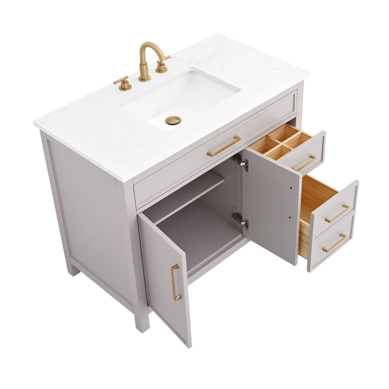 Meuble-lavabo simple 42 po Wenniah, Taupe / bronze brossé