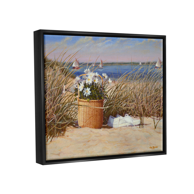"Coastal Flower Blossom Basket Windblown Beach Grass", art mural par Tom Mielko, H 17 po x l 21 po x P 1,7 po
