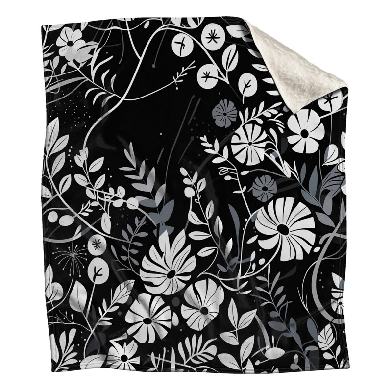 Floral Fleece Throw Blanket - Pattern Throws for Sofas or Beds, 60in W x 80in H